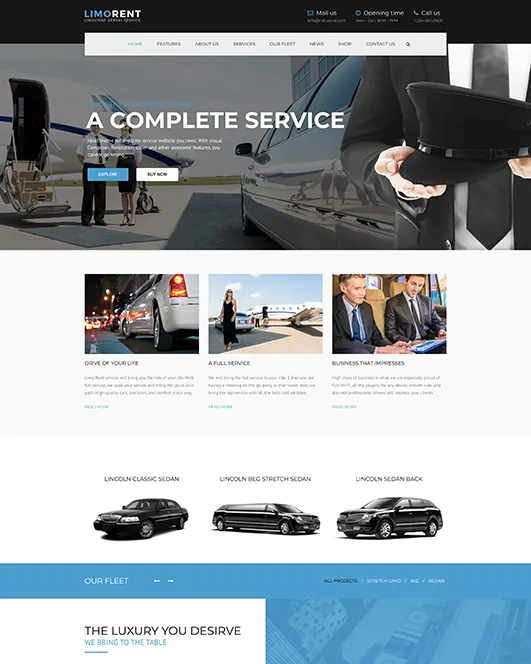 Chauffeur service homepage preview