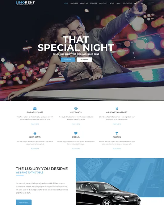 Car rental homepage preview